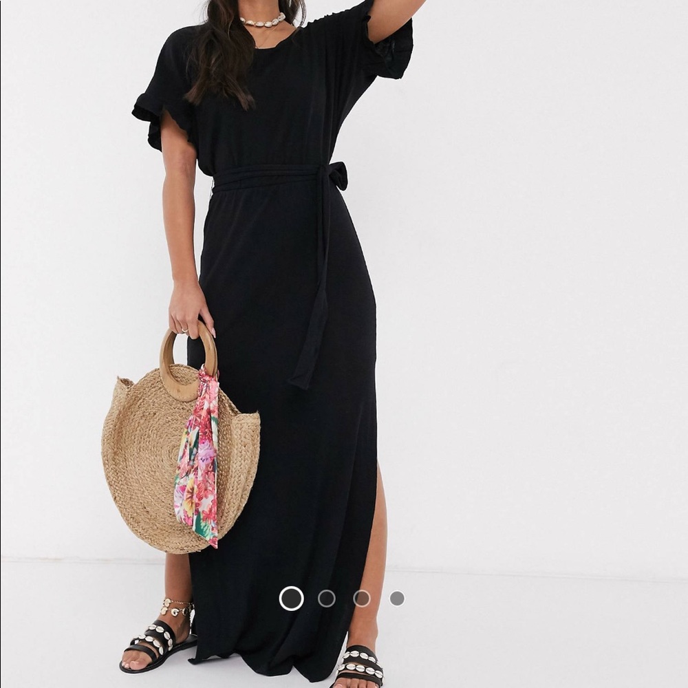 ASOS Design Frill Sleeve Belted Maxi Dress